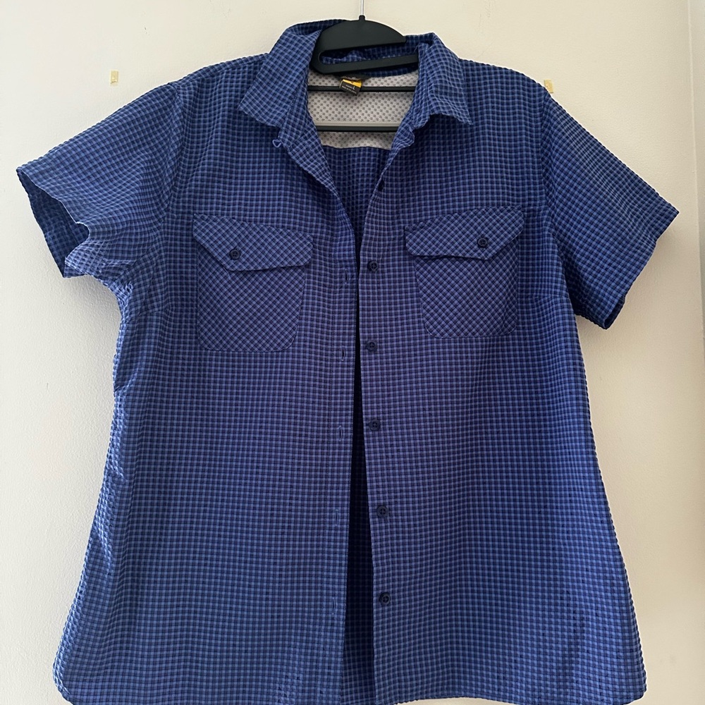 Blue hiking button up